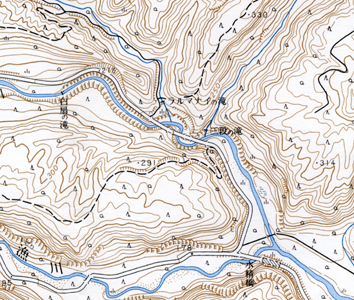 2万5千分1の地形図「島松山」（平成9年部分修正測量）。約1.4倍に拡大。