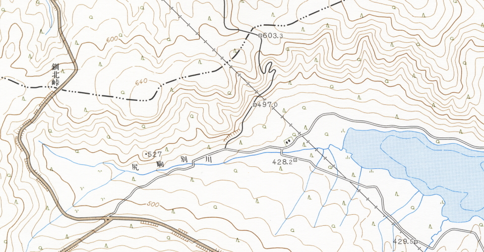 5万分の1地形図「阿寒湖」（昭和59年修正）。
