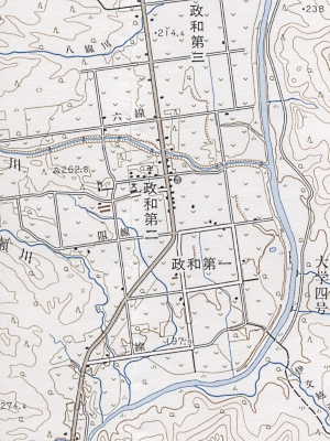 5万分の1地形図「幌加内」（平成8年第2回編集）。約1.3倍に拡大。