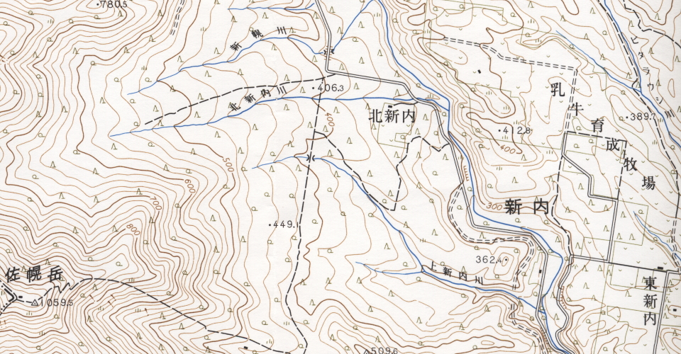 5万分の1地形図「佐幌岳」（昭和51年編集）。
