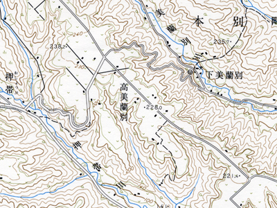 5万分の1地形図「高島」（昭和49年修正）を約1.4倍に拡大。