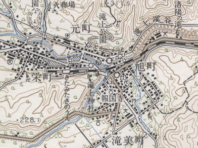 5万分の1地形図「滝上」（昭和50年編集）を約2.1倍に拡大。