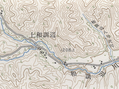 5万分の1地形図「滝上」（昭和50年編集）を約2.1倍に拡大。